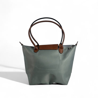 Longchamp Le Pliage Tote 🌿 Sage Green & Brown – Timeless Chic