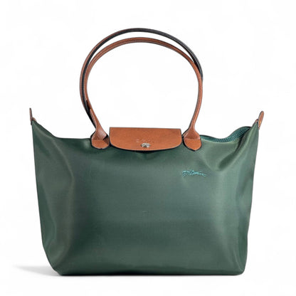 Longchamp Le Pliage Tote 🌿 Forest Green & Brown – Effortless Parisian Chic