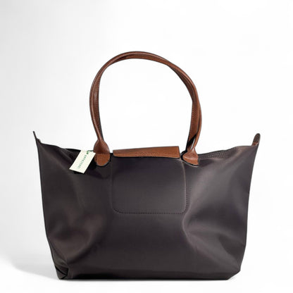 Longchamp Le Pliage Large Tote 🤎 Dark Brown with Brown Leather gg