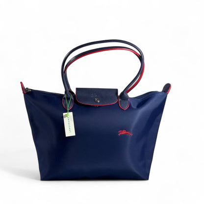 Longchamp Le Pliage Large Tote 💙 Pepsi Blue with Red Accents