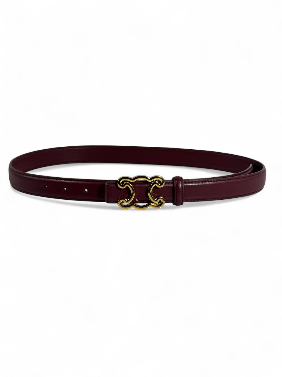 Celine Burgundy Leather Belt with Iconic Triomphe Buckle ✨🍷 — 110 cm