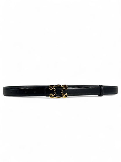 Celine Black Leather Belt with Gold Triomphe Buckle ✨🖤 — 110 cm
