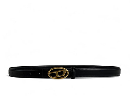 Diesel Black Leather Belt 🖤 | 105 cm Gold Oval Buckle – Bold Street Style
