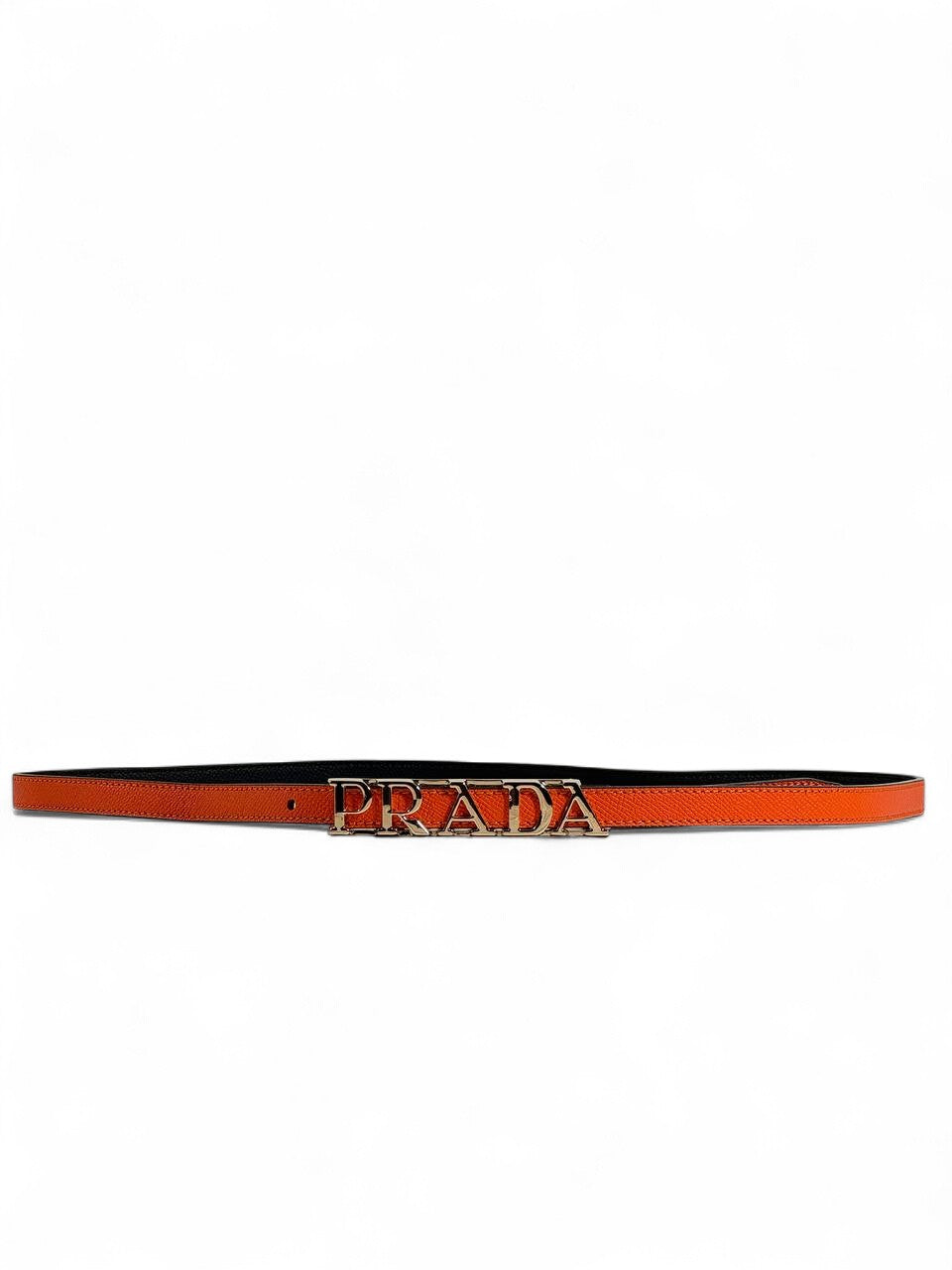 Prada Orange Leather Belt with Iconic Logo Buckle – 100 cm 🧡✨