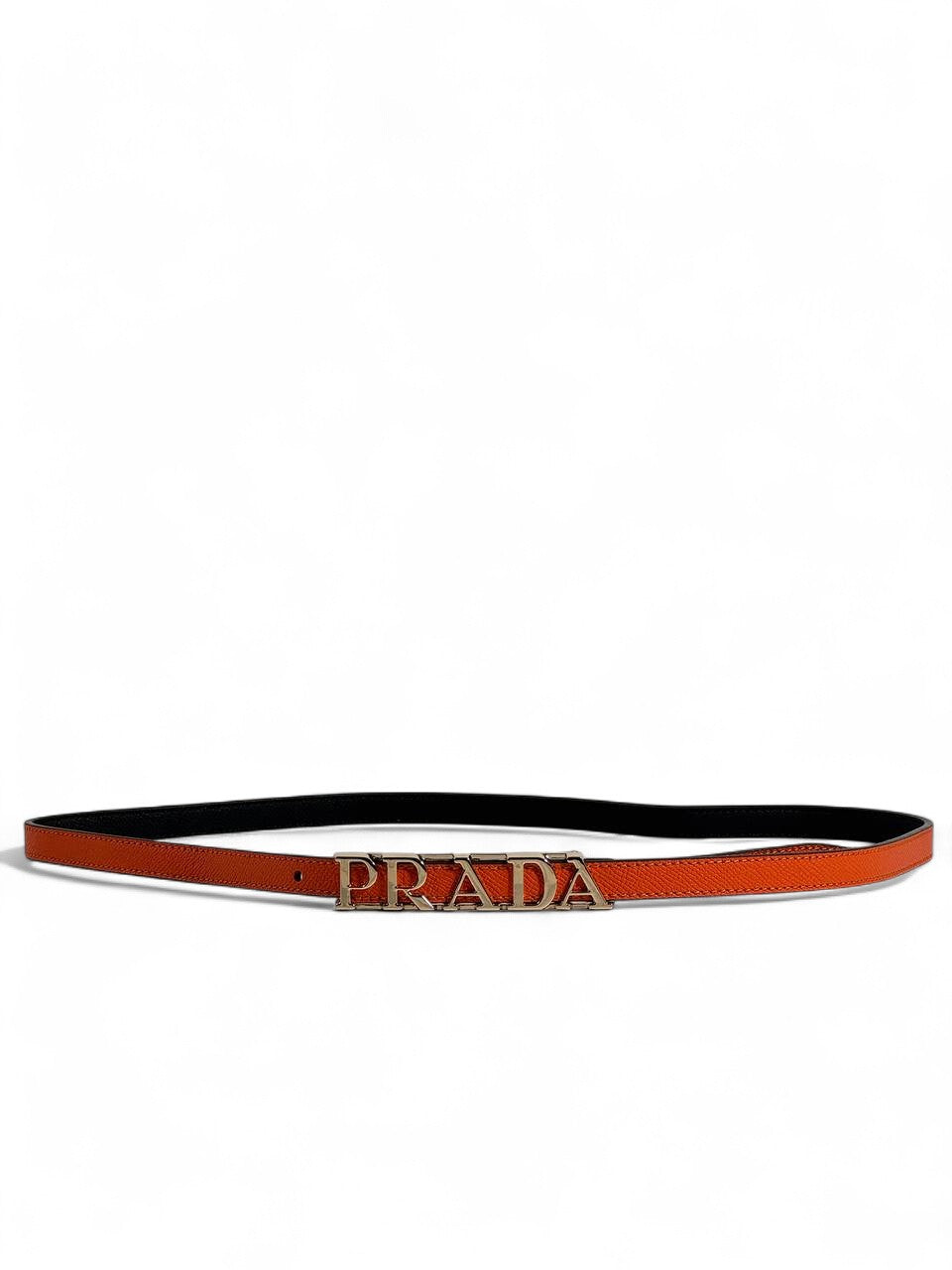 Prada Orange Leather Belt with Iconic Logo Buckle – 100 cm 🧡✨