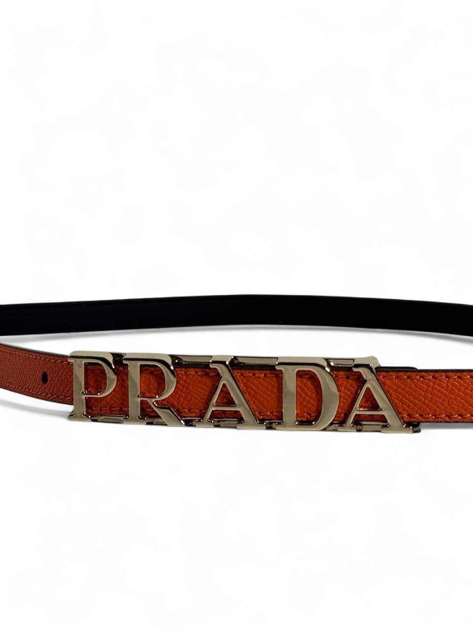 Prada Orange Leather Belt with Iconic Logo Buckle – 100 cm 🧡✨