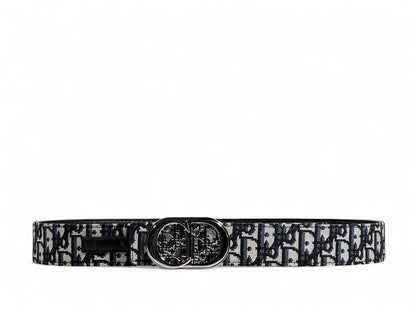 Dior Oblique Pattern Belt with Silver CD Buckle – 110 cm 🖤✨