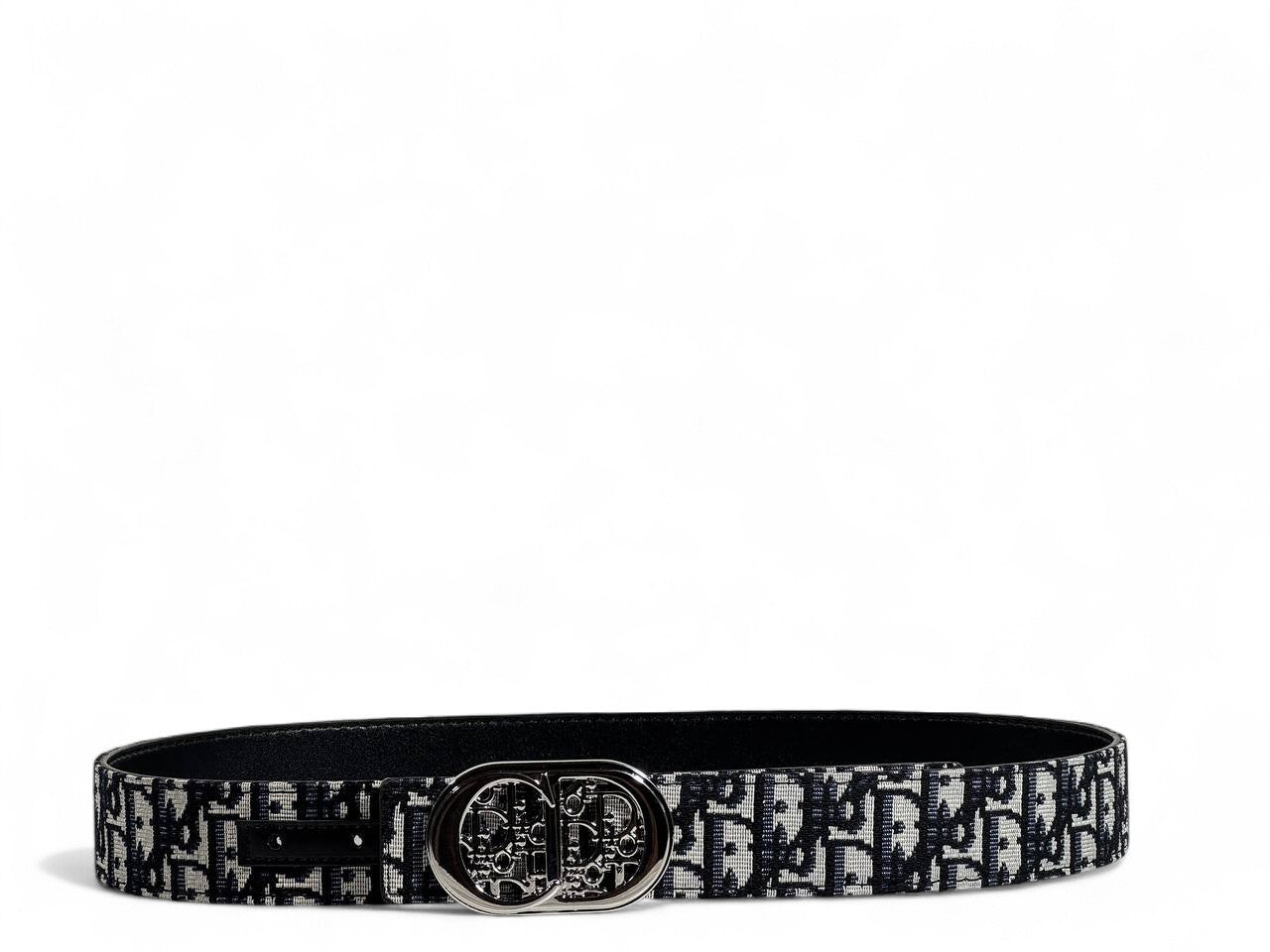 Dior Oblique Pattern Belt with Silver CD Buckle – 110 cm 🖤✨