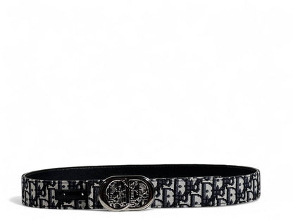 Dior Oblique Pattern Belt with Silver CD Buckle – 110 cm 🖤✨