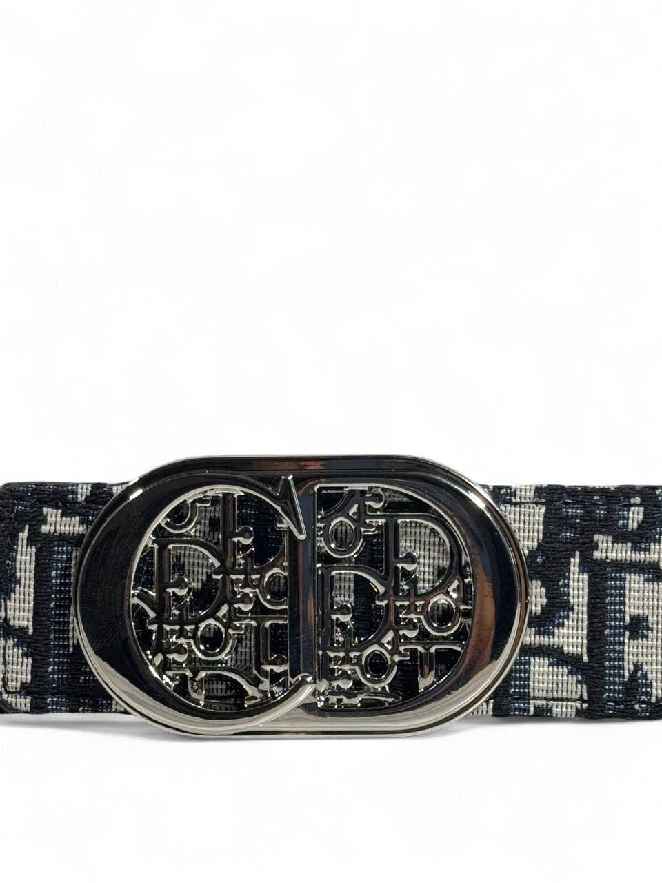 Dior Oblique Pattern Belt with Silver CD Buckle – 110 cm 🖤✨
