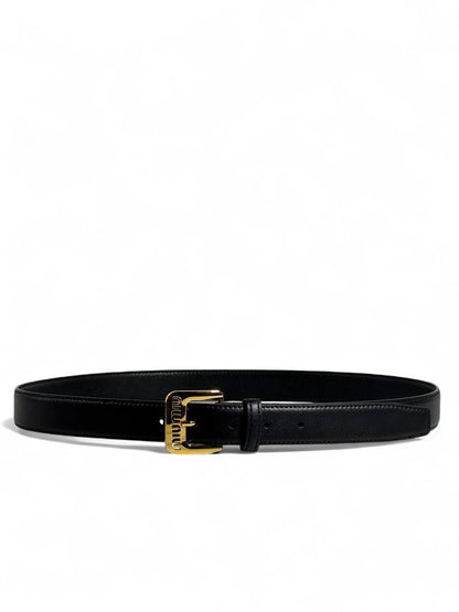 ✨ Prada Triangle Logo Buckle Belt 🖤 Black Leather — 110 cm | Luxury Designer Accessory