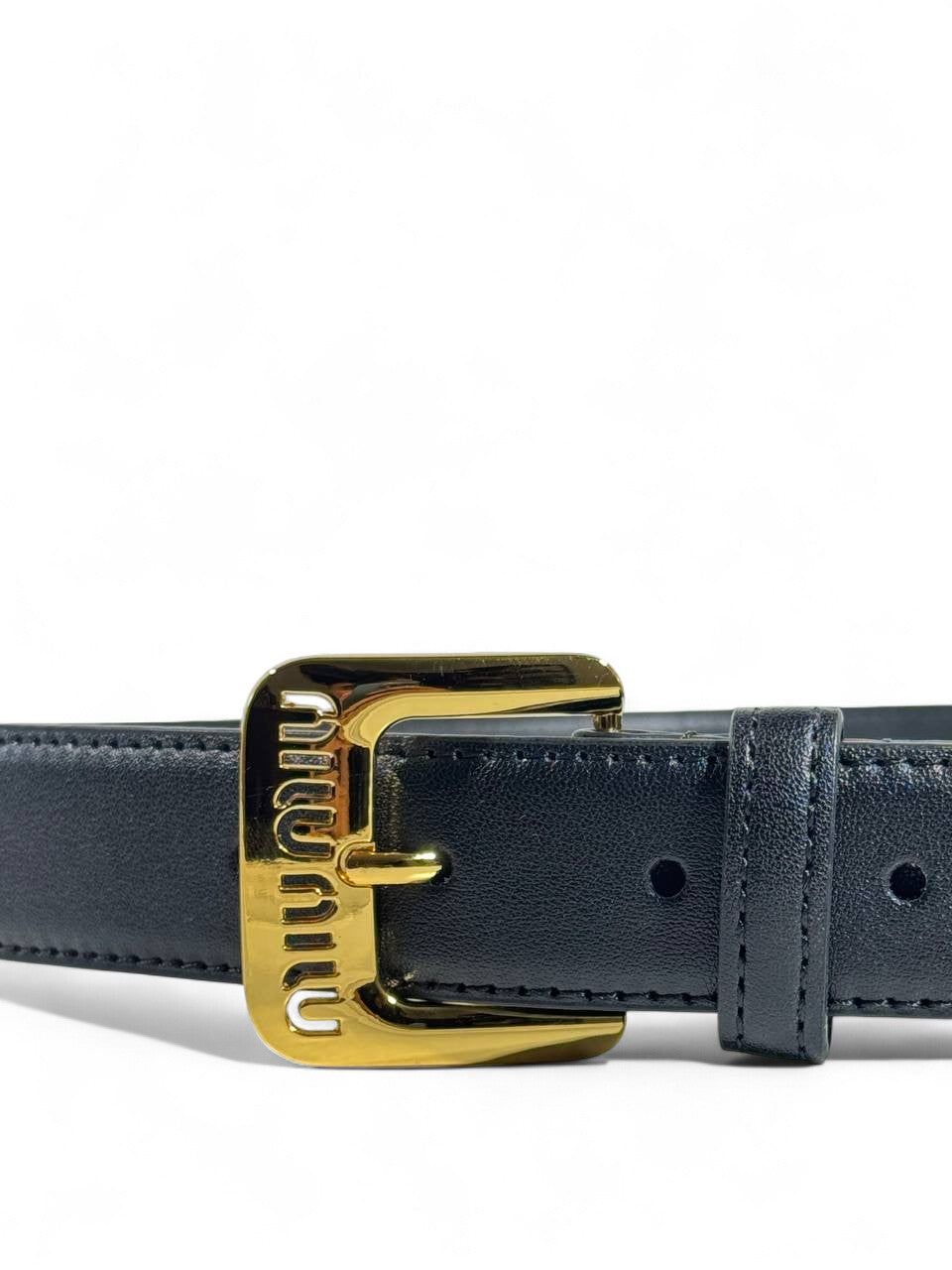 ✨ Prada Triangle Logo Buckle Belt 🖤 Black Leather — 110 cm | Luxury Designer Accessory
