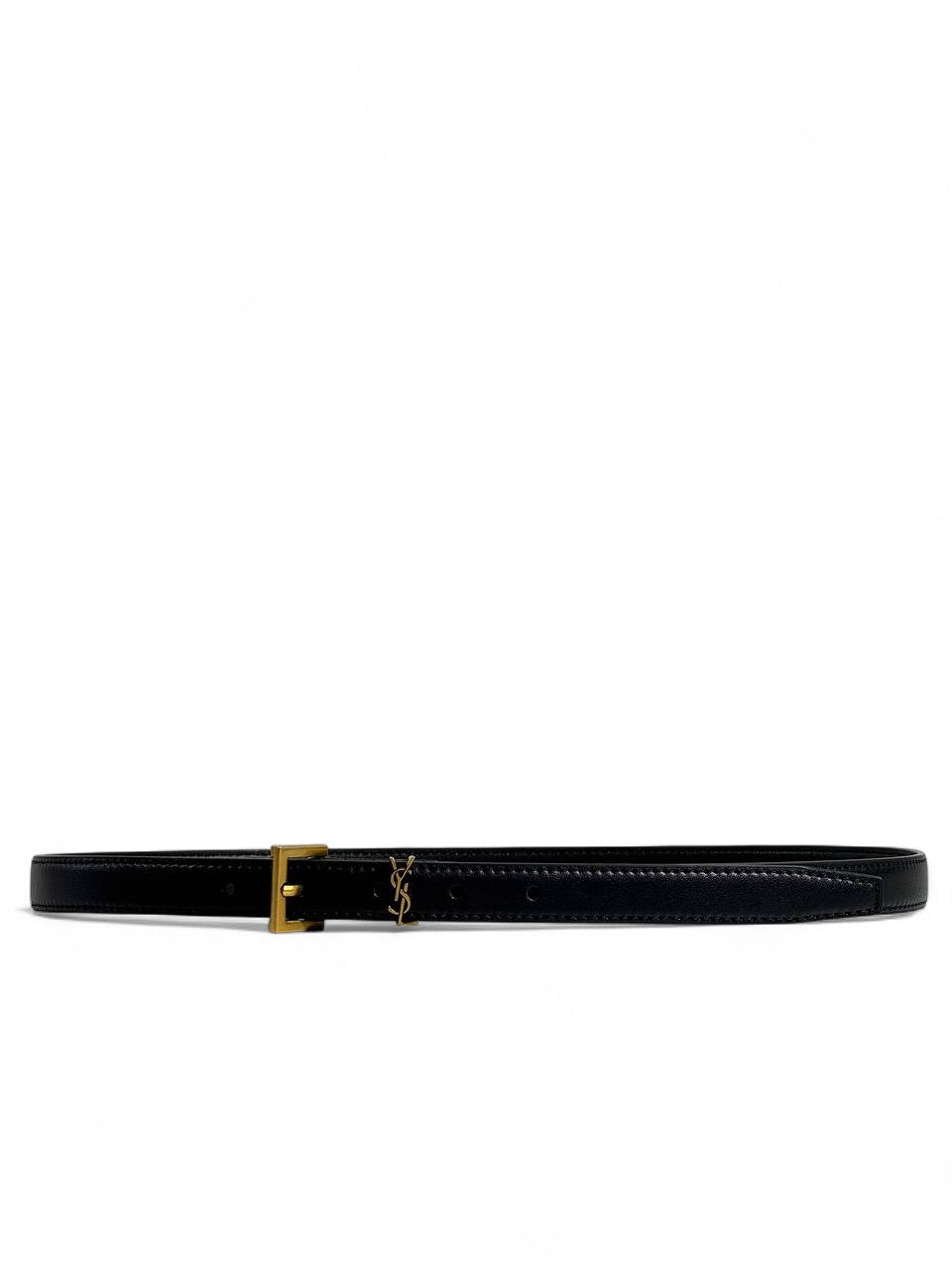✨ YSL Black Leather Belt with Gold Buckle — 100 cm | Timeless Luxury Accessory