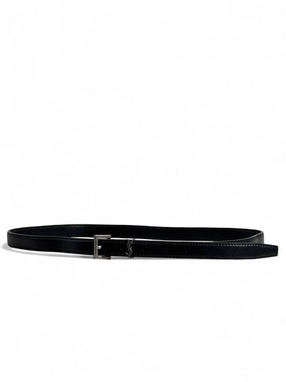 ✨ YSL Black Leather Belt with Silver Buckle — 100 cm | Sleek Parisian Elegance 🖤
