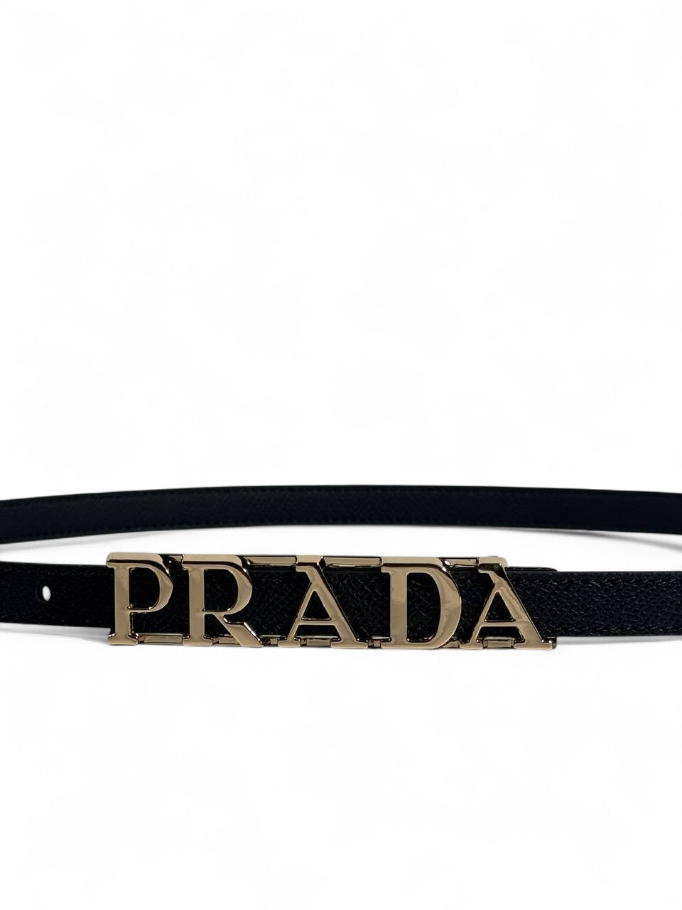 🖤 Prada Black Leather Belt with Iconic Logo Buckle — 95 cm | Sleek & Timeless ✨