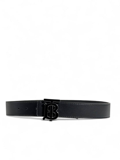 🖤 Burberry TB Monogram Black Leather Belt — 110 cm | Sleek British Luxury 🇬🇧