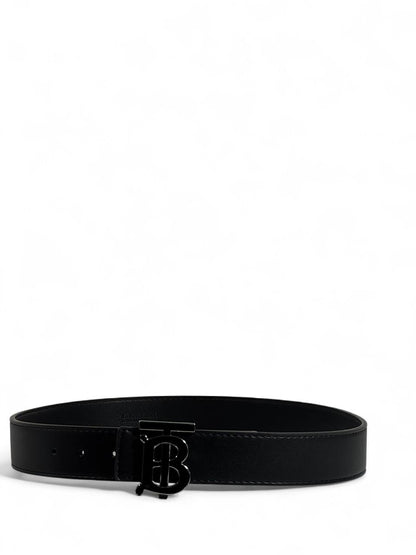 🖤 Burberry TB Monogram Black Leather Belt — 110 cm | Sleek British Luxury 🇬🇧