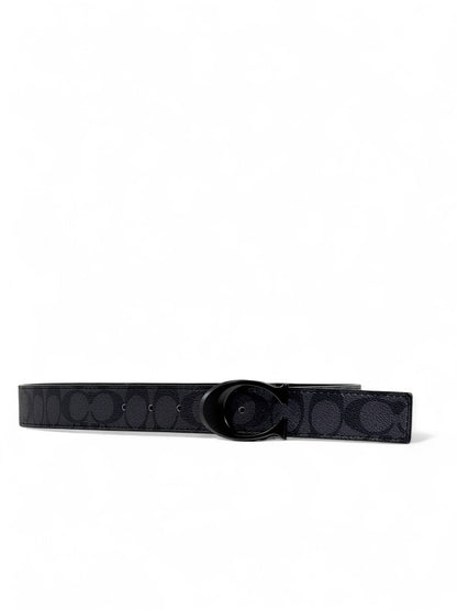 coach Luxury Navy & Black Double-Face “C” Buckle Belt – 110 cm ✨🖤🔵