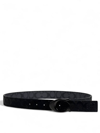coach Luxury Navy & Black Double-Face “C” Buckle Belt – 110 cm ✨🖤🔵