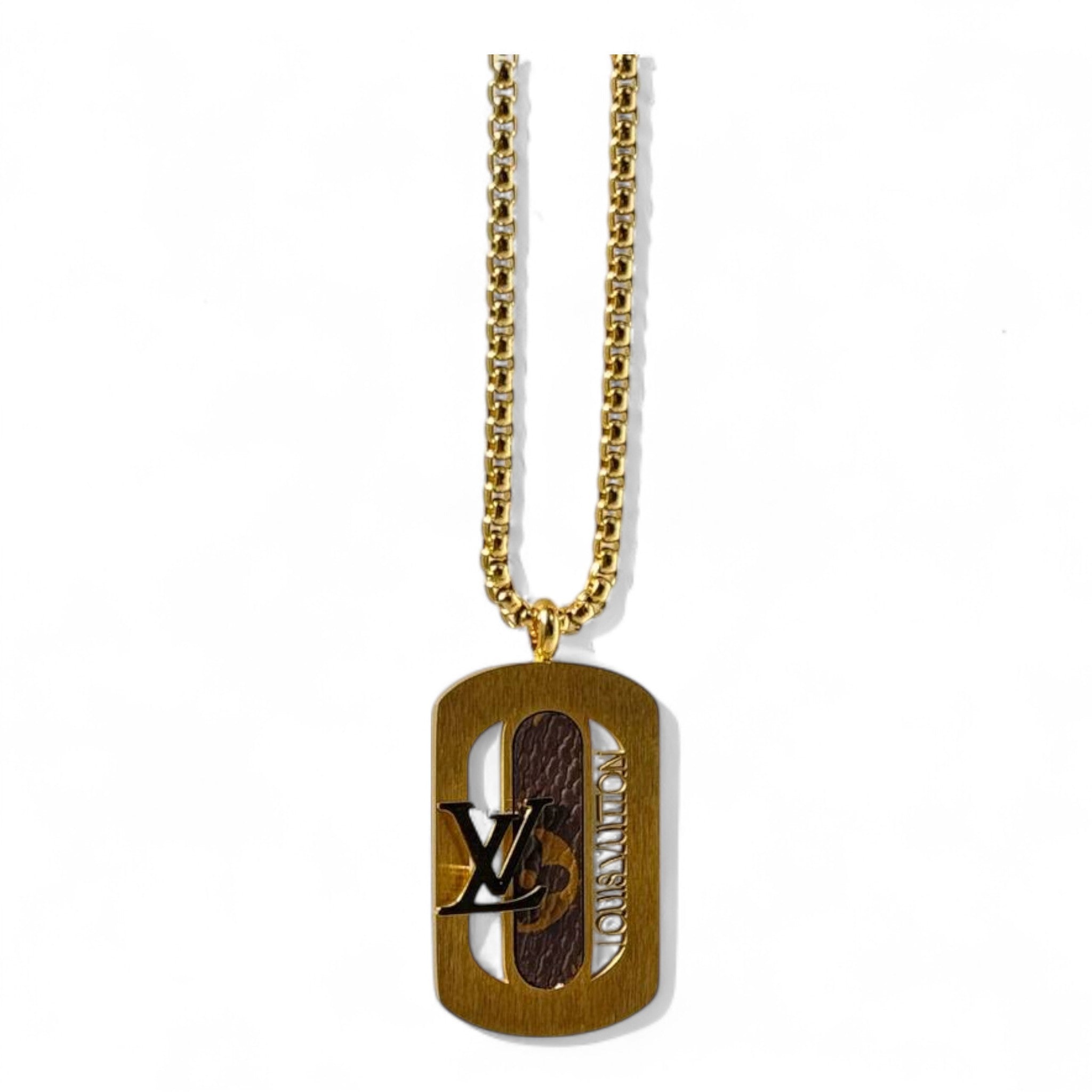 💛 Louis Vuitton-Inspired Pendant – Gold Chain | Original Stainless Steel | 40cm