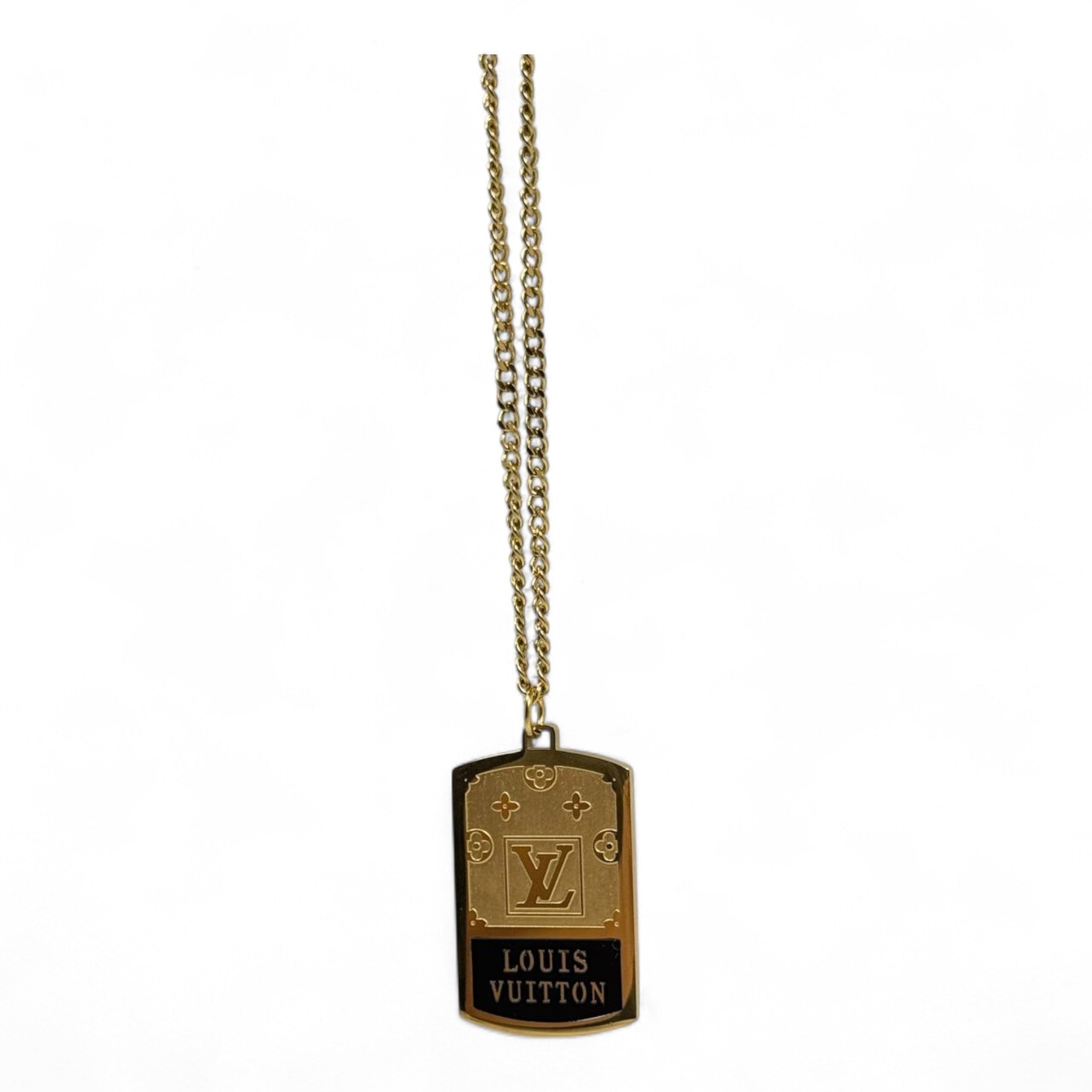 🟡 Louis Vuitton-Inspired Dog Tag Necklace – Original Stainless Steel | 40cm