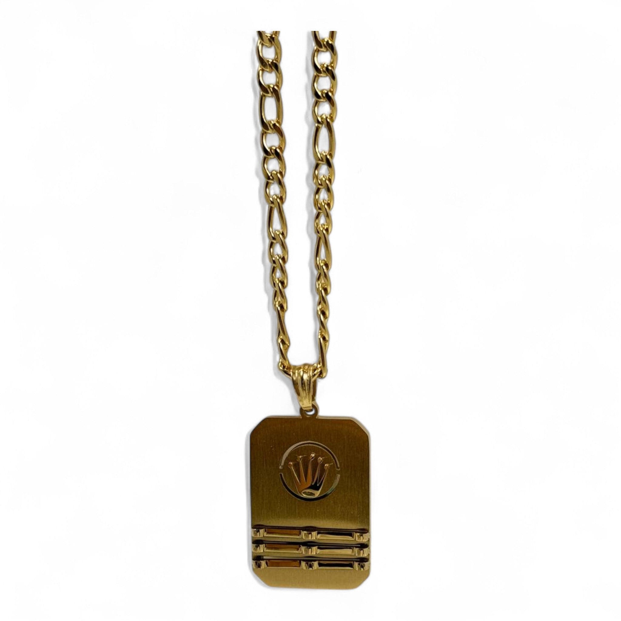 👑 Rolex-Inspired Pendant – Gold Stainless Steel | 40cm