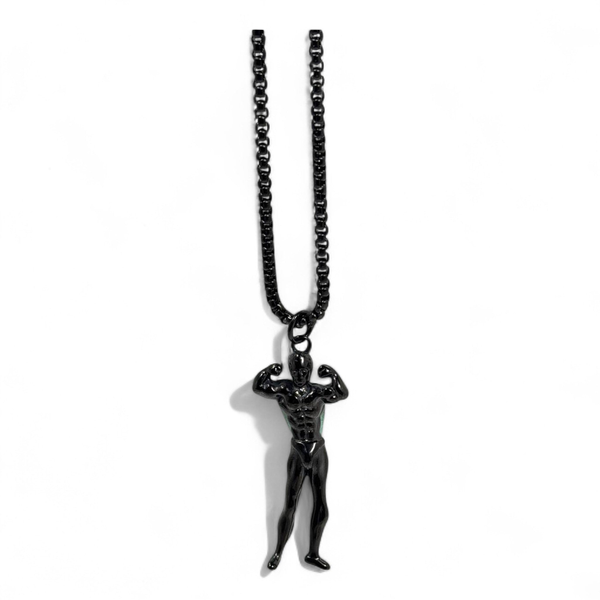 🏋️ Black Flex Pendant – Built to Show Power | 40cm Stainless Steel Chain