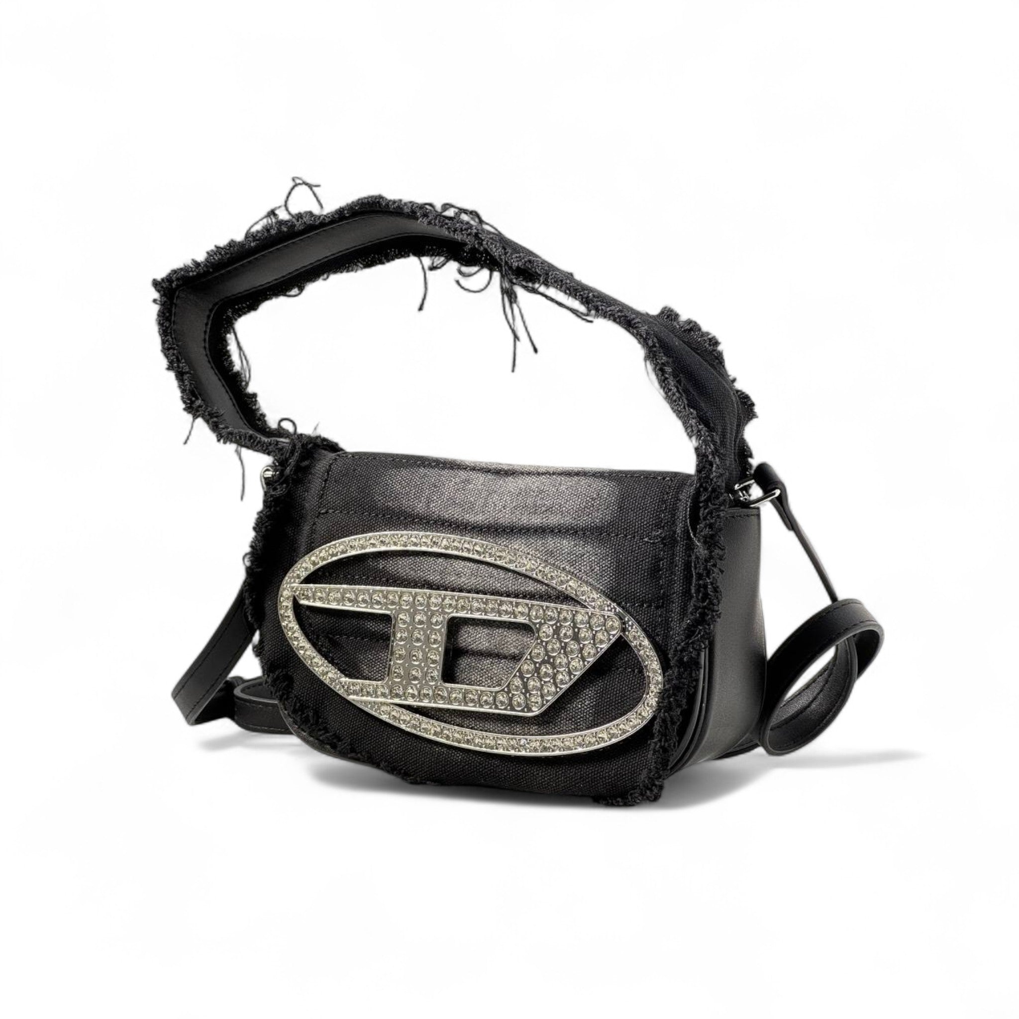 🖤 DIESEL Distressed Logo Bag | Rhinestone Shoulder Statement