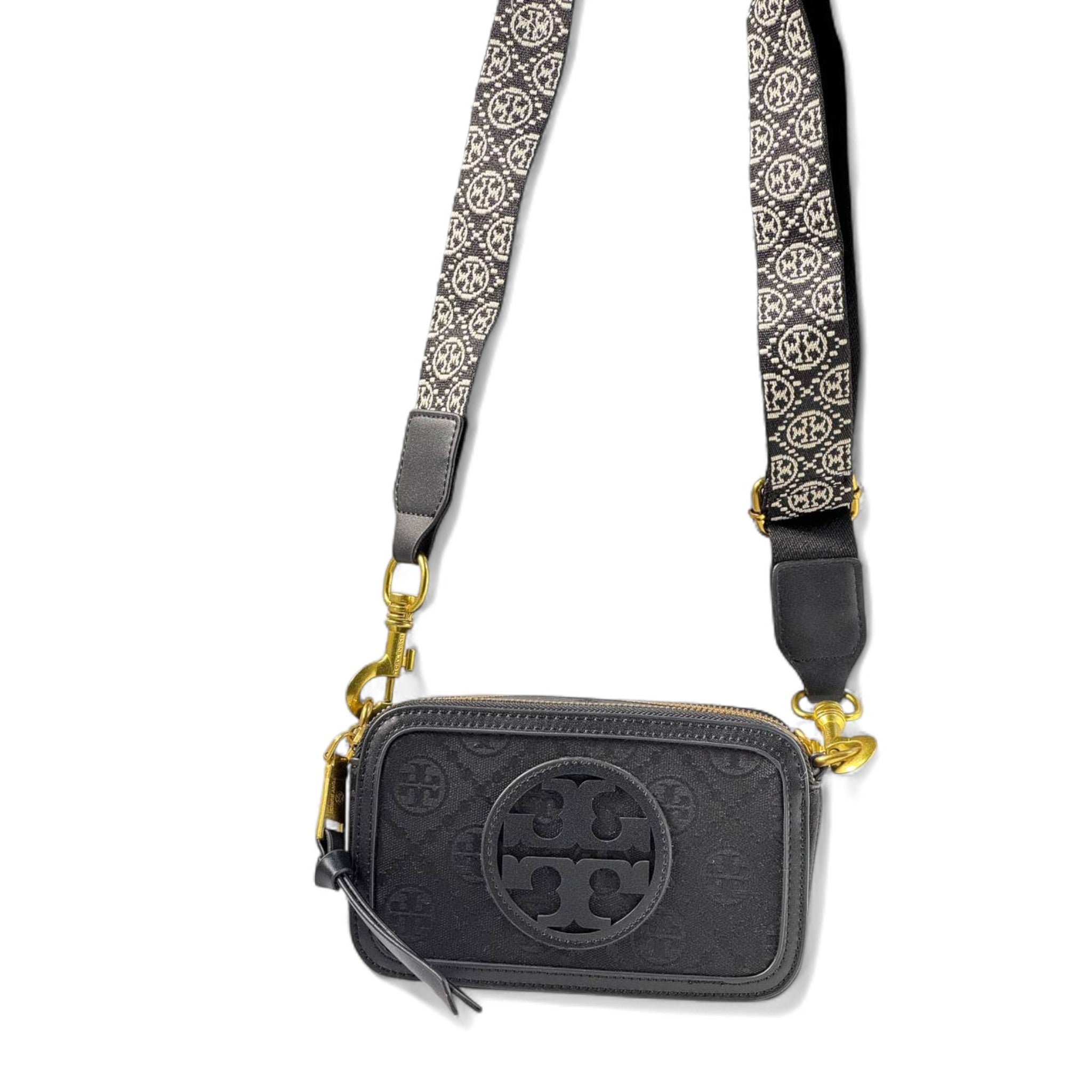 🖤 Tory Burch Embossed Logo Black Crossbody – With Box | Statement Style