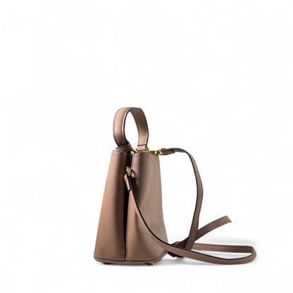 🌸 Prada Blush Pink Saffiano Leather Mini Bag – Gold Logo | Luxury Top Handle & Crossbody