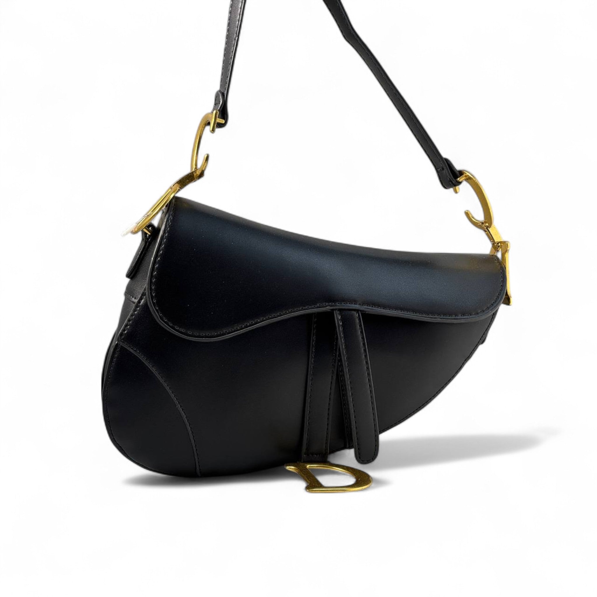 🖤 Christian Dior Black Saddle Bag – Iconic Logo Strap & Gold Hardware | Parisian Elegance