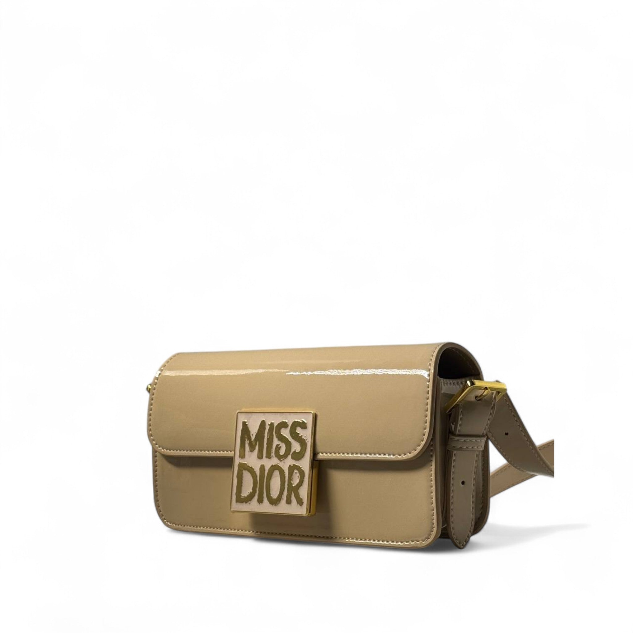👜 Miss Dior Patent Leather Shoulder Bag – Elegant Beige Finish ✨