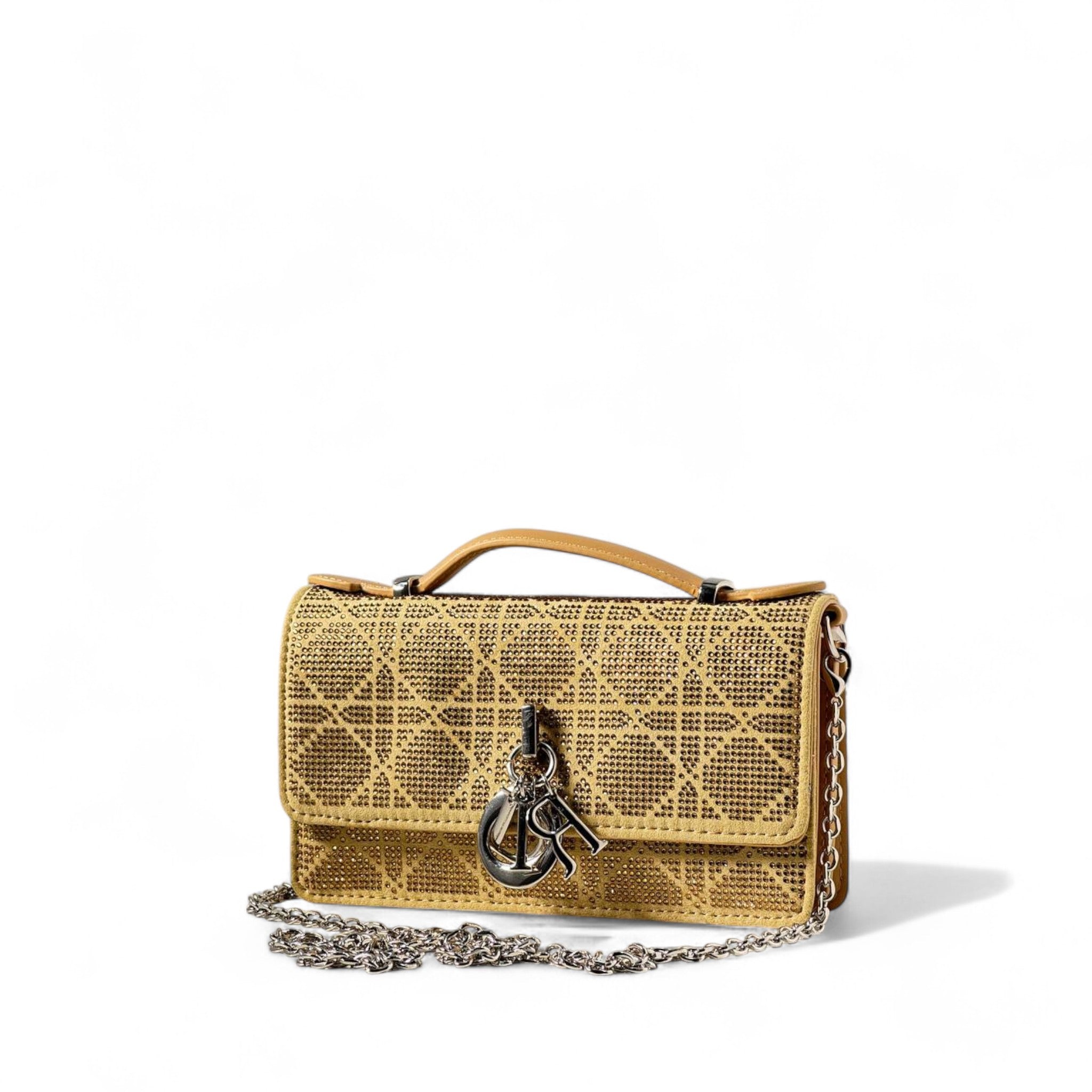 ✨ Dior Caro Gold Crystal Bag – Luxe Chain Edition ✨