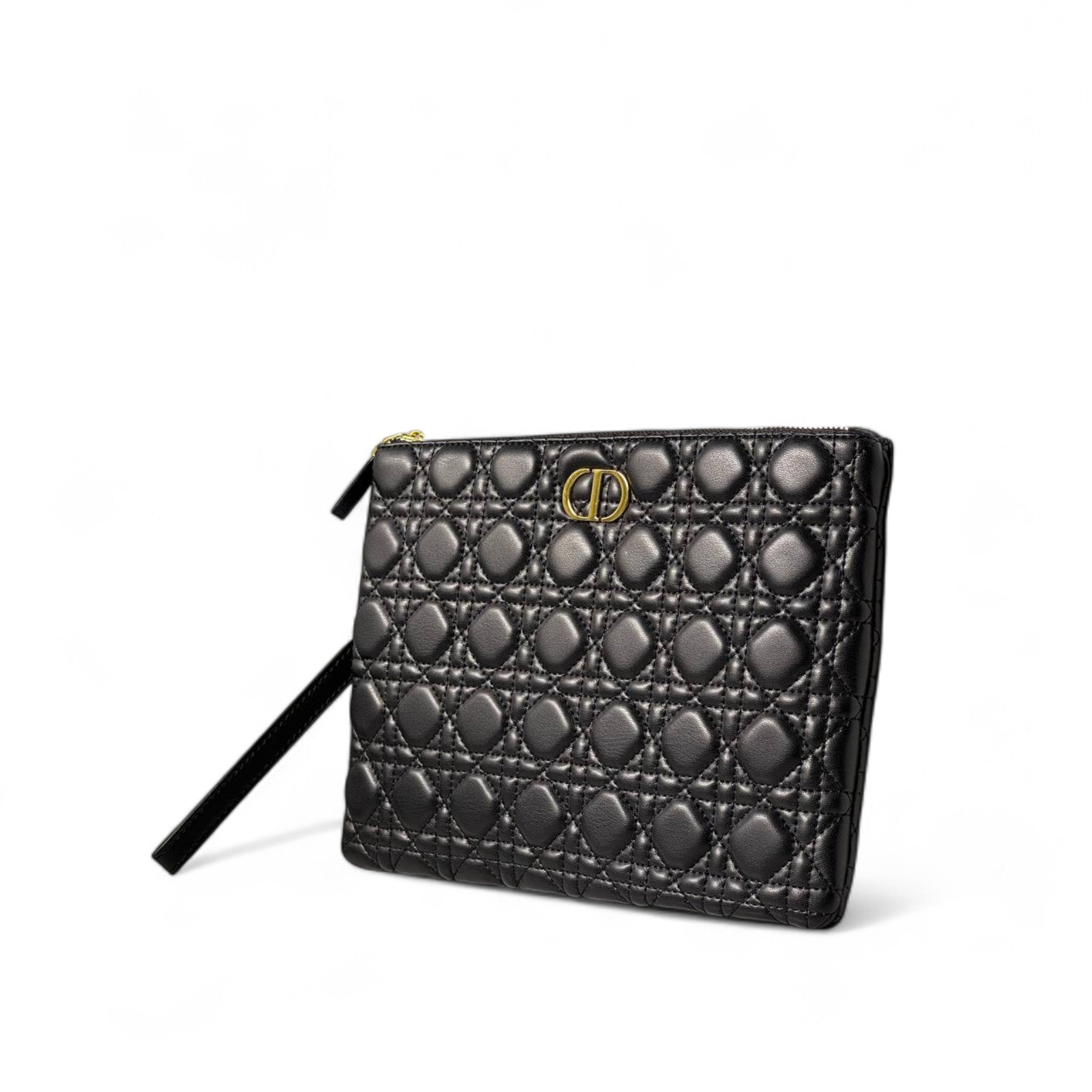 🖤 Dior Cannage Leather Clutch – Classic Black Elegance 🖤