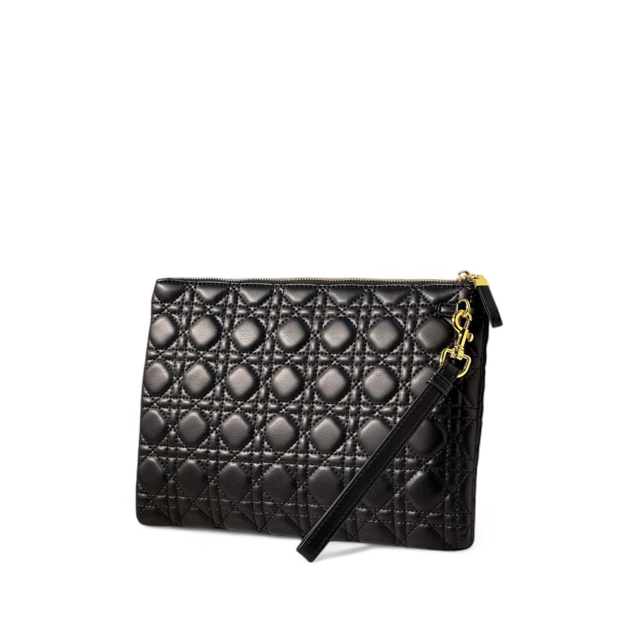🖤 Dior Cannage Leather Clutch – Classic Black Elegance 🖤