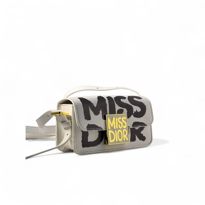 🎨 Miss Dior Graffiti Shoulder Bag – Bold White Edition 🖤🤍