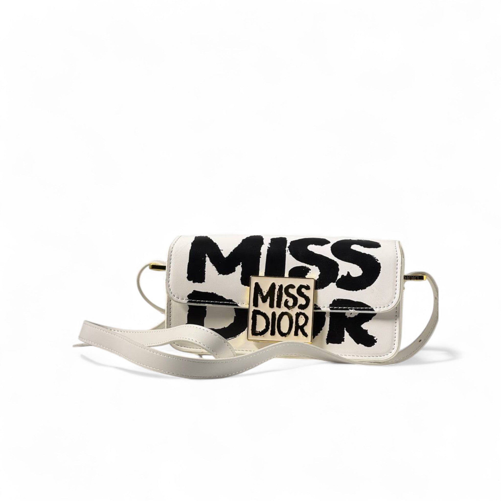 🎨 Miss Dior Graffiti Shoulder Bag – Bold White Edition 🖤🤍