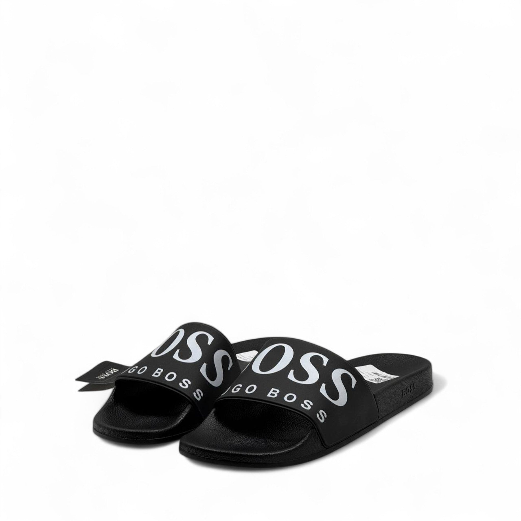 🖤 Hugo Boss Logo Slides – Black & White Comfort Edition ☁️