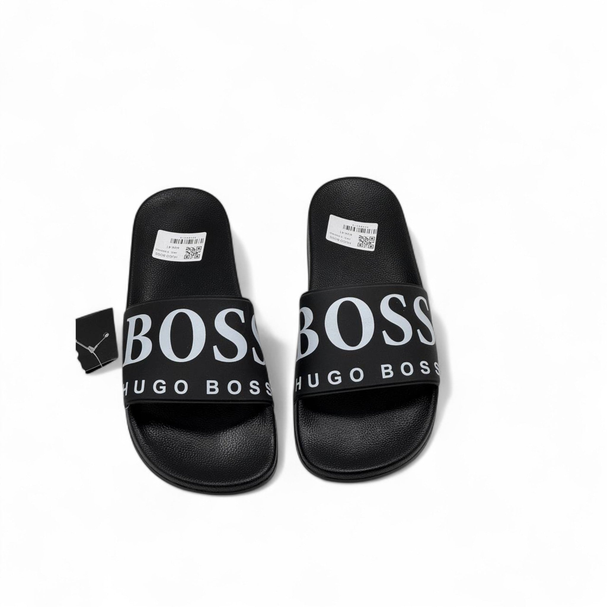 🖤 Hugo Boss Logo Slides – Black & White Comfort Edition ☁️