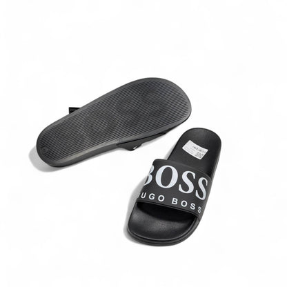 🖤 Hugo Boss Logo Slides – Black & White Comfort Edition ☁️