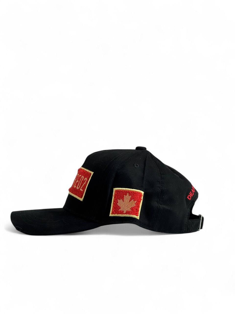 Dsquared2 Black & Red Logo Patch Cap 🖤❤️ | Iconic Streetwear Vibes 🇨🇦🔥