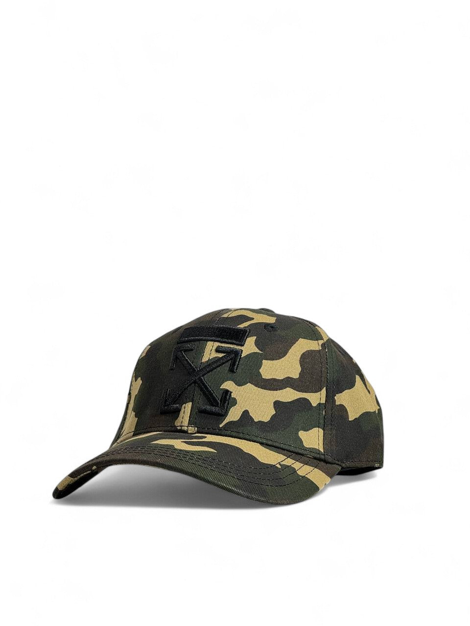 Off-White Camo Cap with Signature Yellow Strap 🟡🧢 | Bold Luxury Streetwear