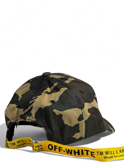 Off-White Camo Cap with Signature Yellow Strap 🟡🧢 | Bold Luxury Streetwear