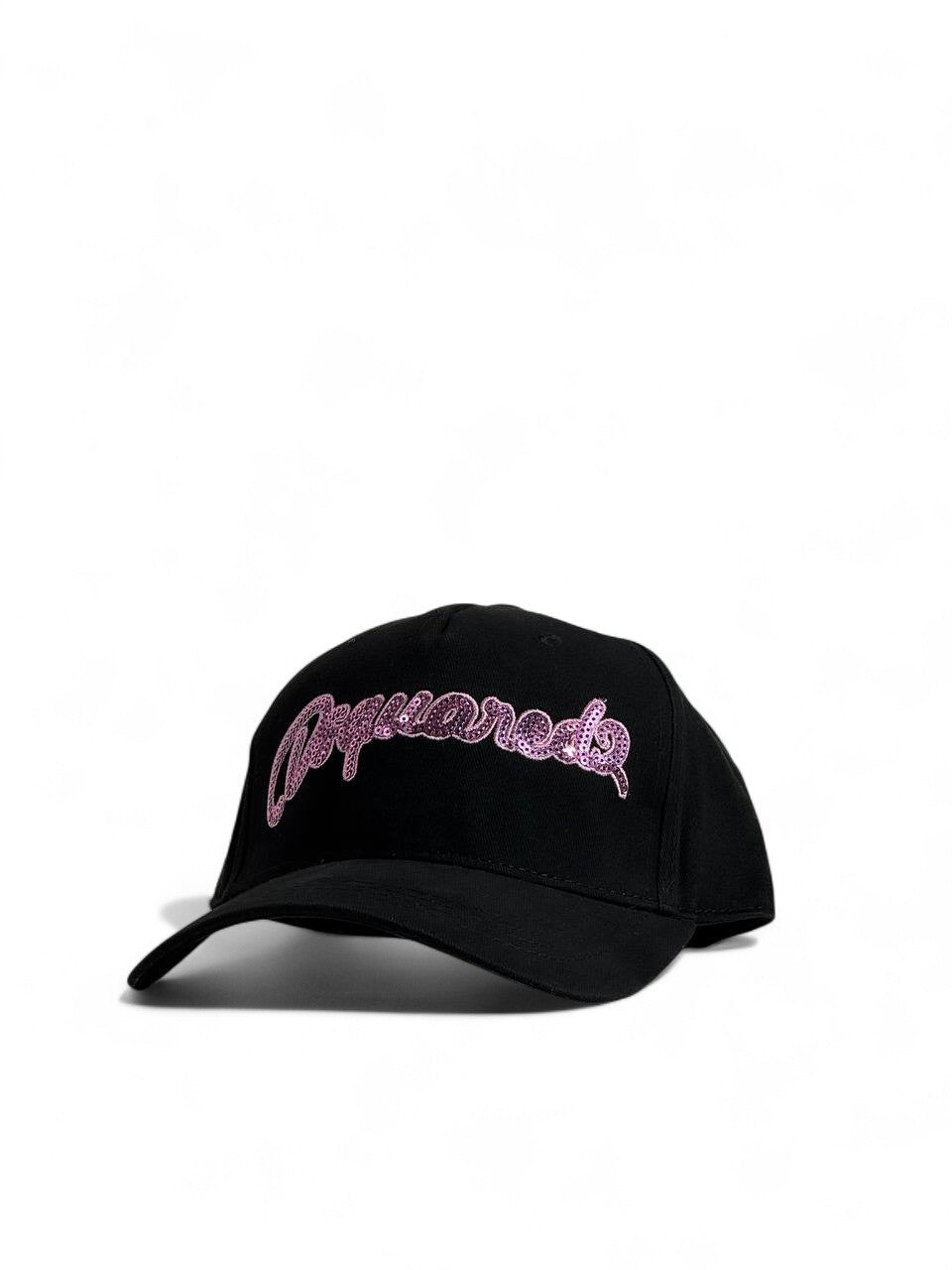 Dsquared2 Pink Sequin Logo Black Cap 💖 | Luxury Streetwear Statement