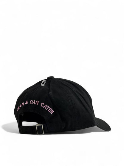 Dsquared2 Pink Sequin Logo Black Cap 💖 | Luxury Streetwear Statement