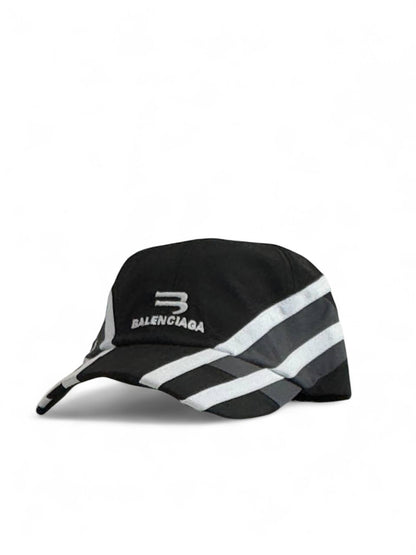 🧢 Balenciaga Black & White Striped Logo Cap 🖤🤍