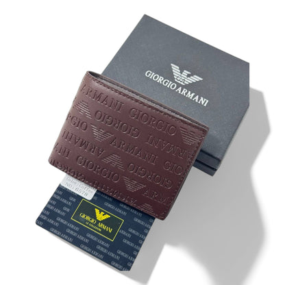 Giorgio Armani Embossed Leather Wallet – Coffee Brown