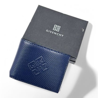 Givenchy Embossed Leather Bifold Wallet – Dark Brown & Blue