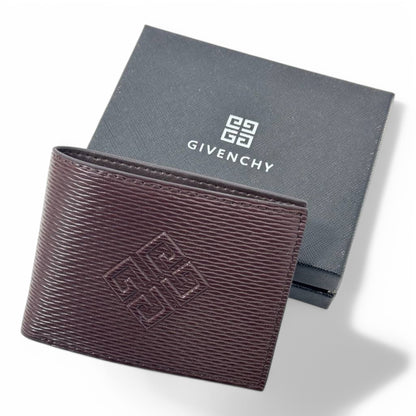 Givenchy Embossed Leather Bifold Wallet – Dark Brown & Blue