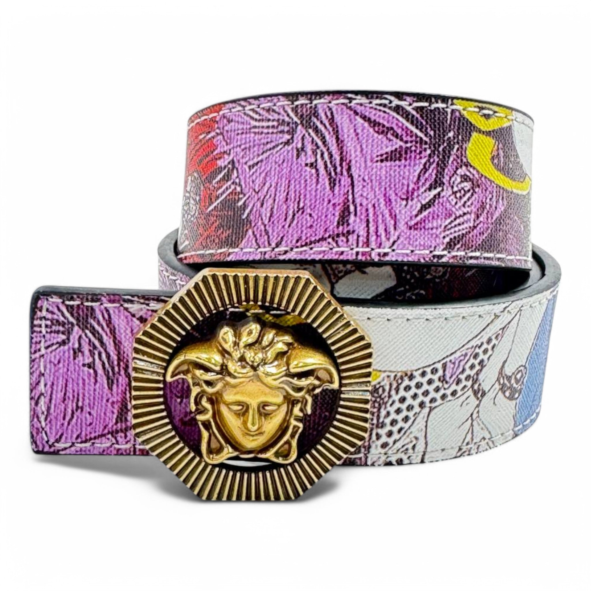 Versace Medusa Belt – Gold Buckle | Graphic Designer Strap